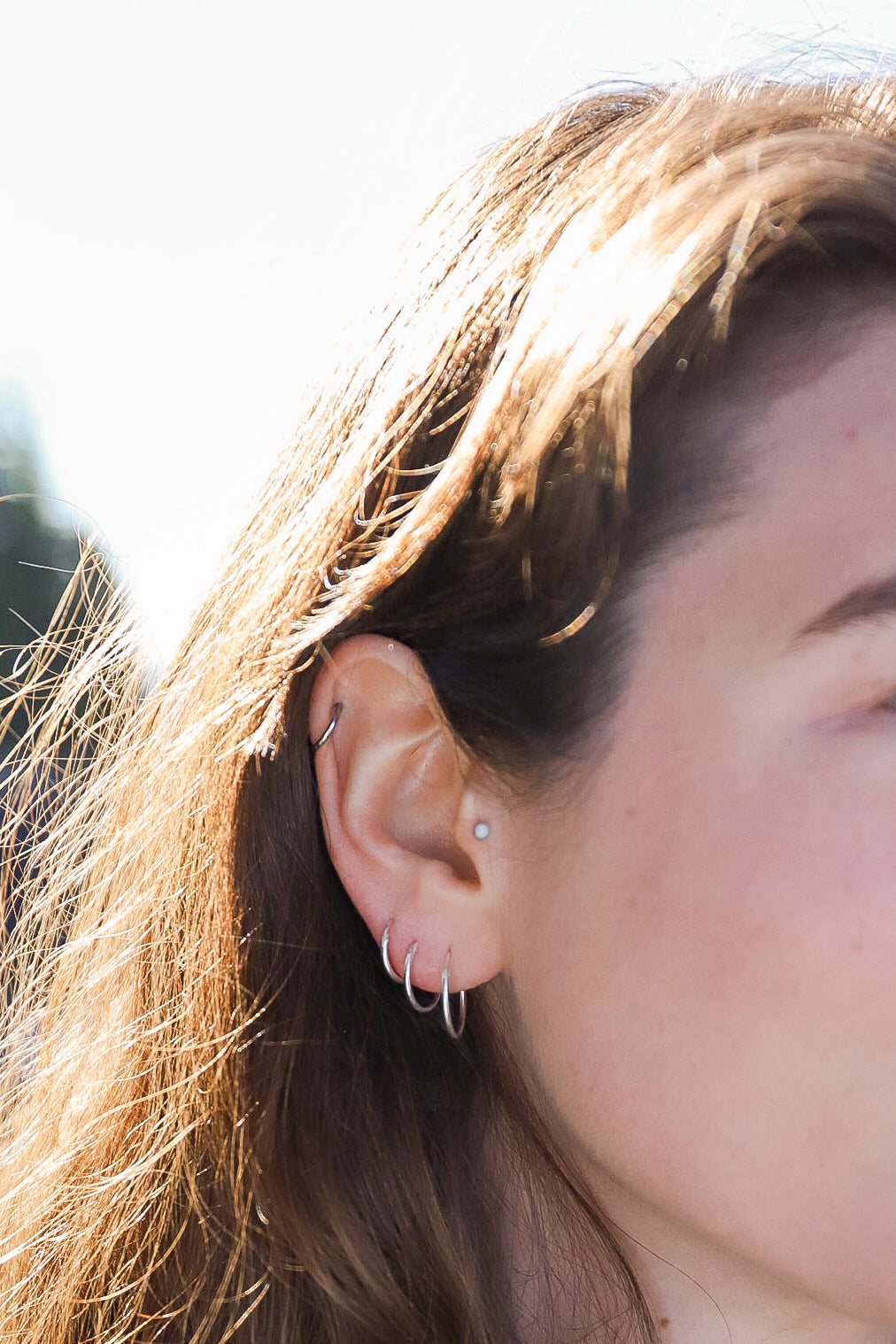 Sterling Silver Sleeper Hoop Earrings