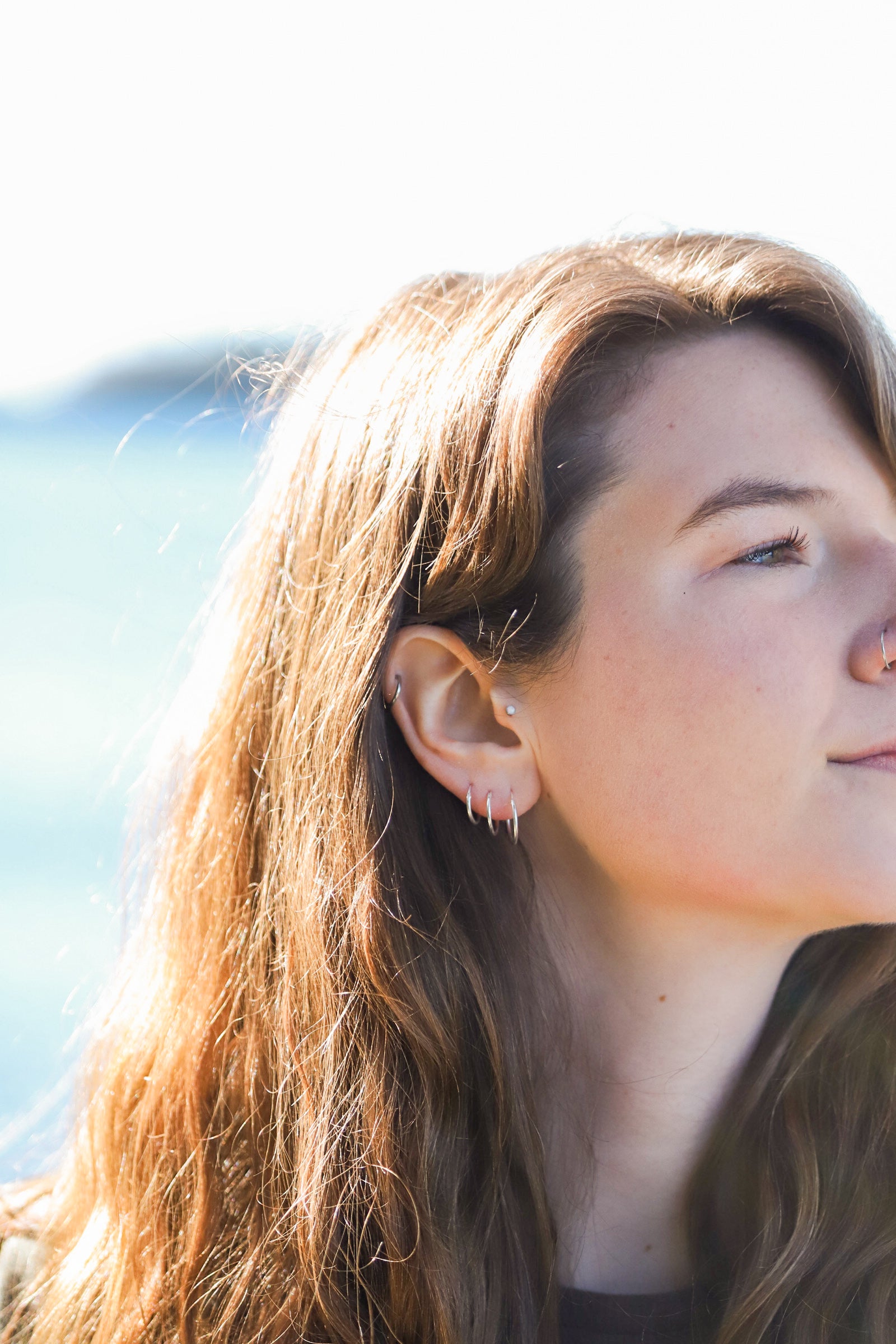 Sterling Silver Sleeper Hoop Earrings