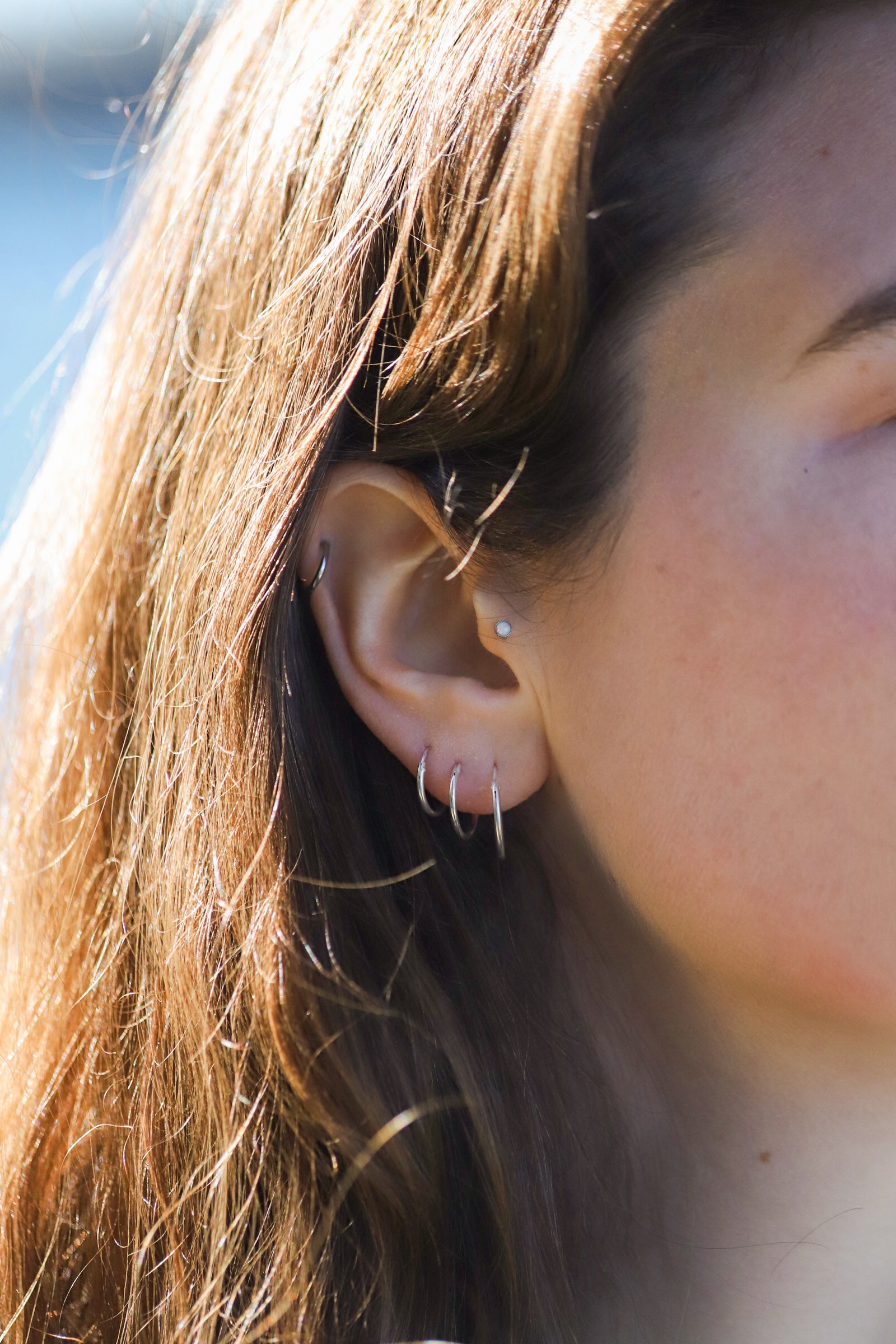 Sterling Silver Sleeper Hoop Earrings